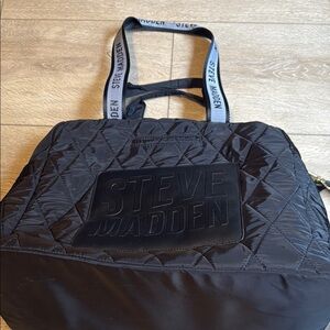 Steve Madden Black Duffel Bag Quilted Design